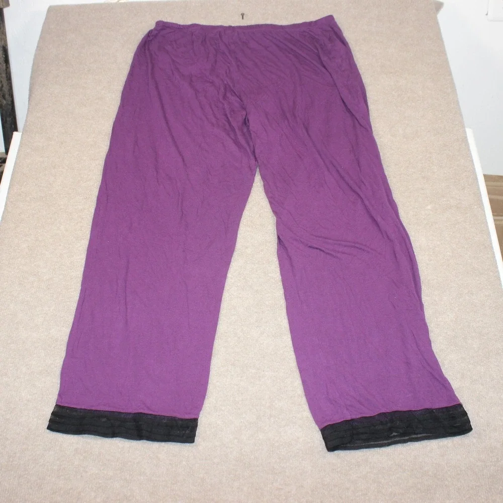 Simply Vera Vera Wang Intimates Purple Pajama Pants XL Black Mesh Trim Lounge